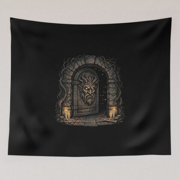 Item preview, Demon Door Dark Fantasy Dungeon Entrance Art designed and sold by Fenay Designs.