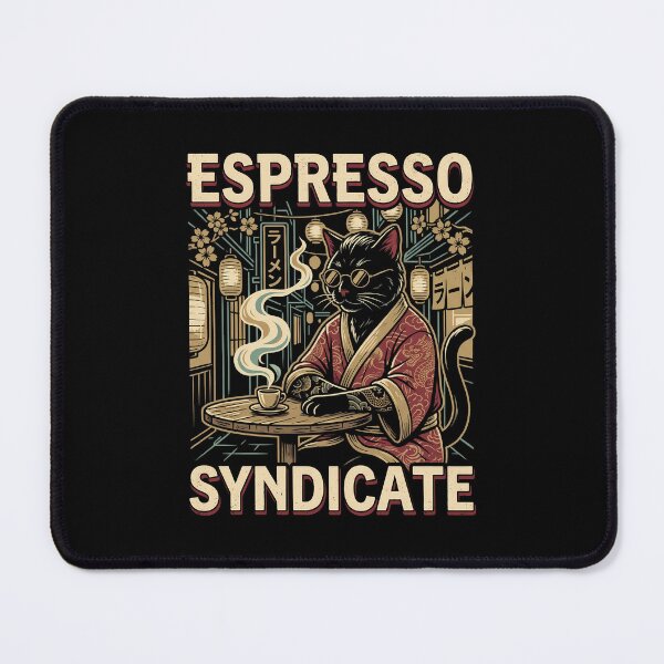 Item preview, Espresso Syndicate | Cat Yakuza | Coffee Club – Vintage Japanese Mafia Cat Café Design designed and sold by DesignDoodleArt.