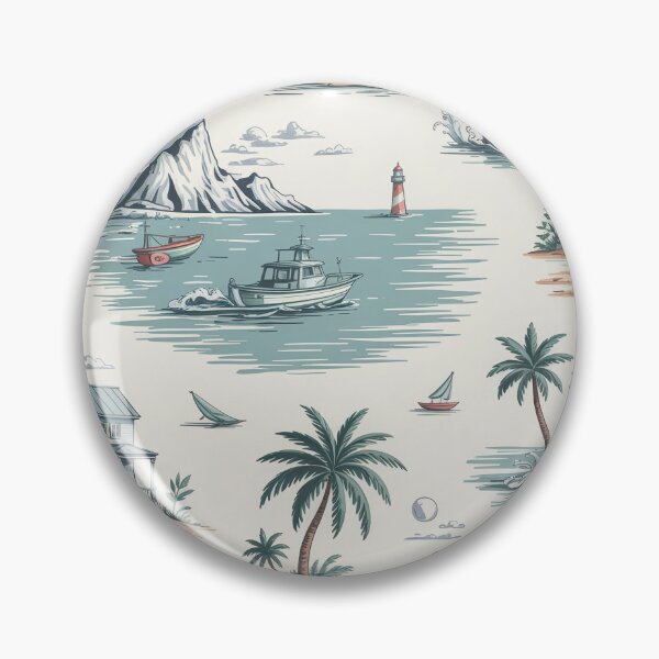 Item preview, Coastal Seaside Toile de Jouy - Vintage Nautical Blue Beach Pattern designed and sold by Tamas Das.