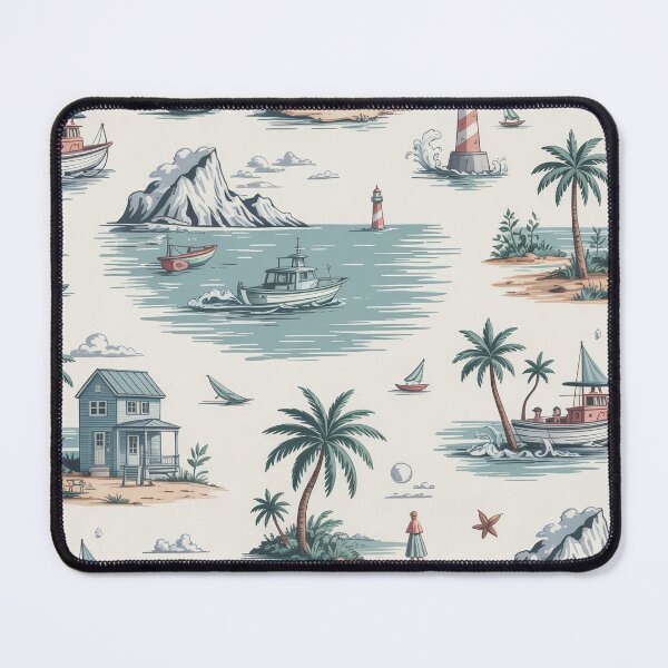 Item preview, Coastal Seaside Toile de Jouy - Vintage Nautical Blue Beach Pattern designed and sold by Tamas Das.