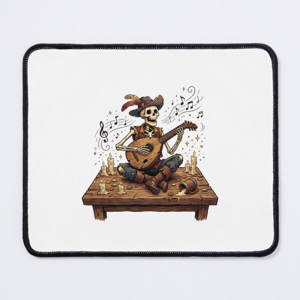 Item preview, Skeleton Bard Playing Lute Fantasy Tavern RPG Art designed and sold by Fenay Designs.