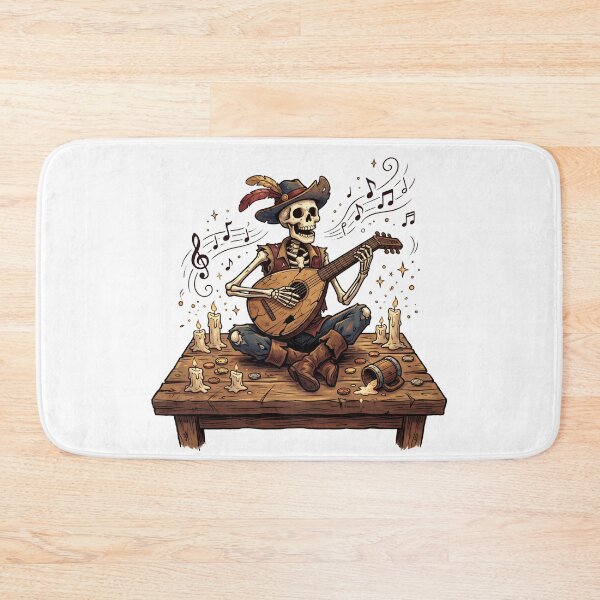 Item preview, Skeleton Bard Playing Lute Fantasy Tavern RPG Art designed and sold by Fenay Designs.