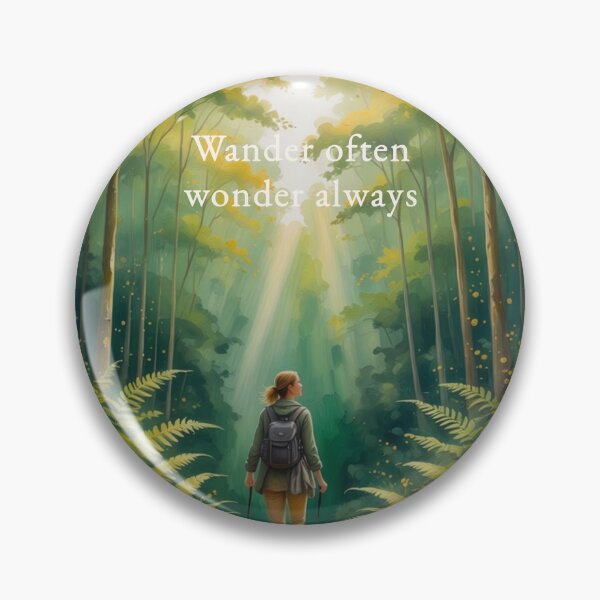Item preview, Wander often wonder always summer forest trail female hiker watercolor art designed and sold by icemanphotos.