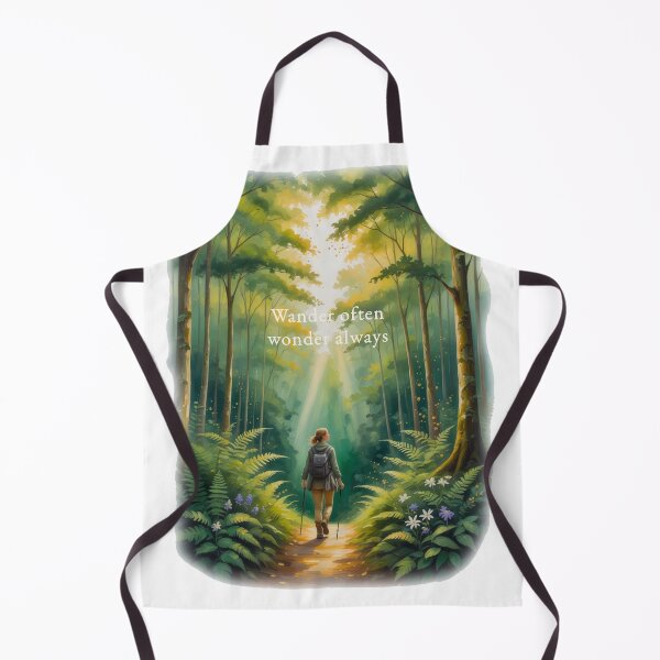 Item preview, Wander often wonder always summer forest trail female hiker watercolor art designed and sold by icemanphotos.