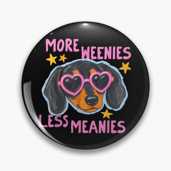 Item preview, More Weenies Less Meanies Funny Dachshund Dog Lover Heart Sunglasses Retro Pink designed and sold by River Silva.
