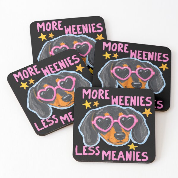 Item preview, More Weenies Less Meanies Funny Dachshund Dog Lover Heart Sunglasses Retro Pink designed and sold by River Silva.