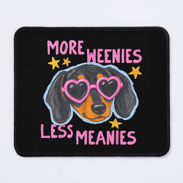 Item preview, More Weenies Less Meanies Funny Dachshund Dog Lover Heart Sunglasses Retro Pink designed and sold by River Silva.