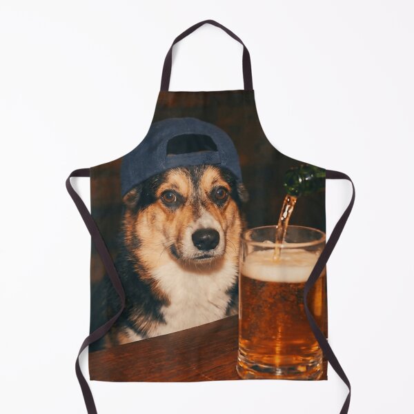 Item preview, Funny Cool Corgi Dog Wearing Hat Drinking Beer At The Bar Portrait designed and sold by River Silva.