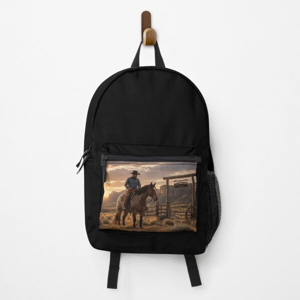 Item preview, Cowboy at Ranch Sunset – Western Horse Country Artwork designed and sold by  QuarterHorseArt by Just my Studio.