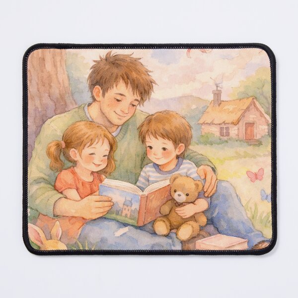 Item preview, Watercolor Father’s Day Storyteller with Kids & Bunny designed and sold by Fantabuloustef.
