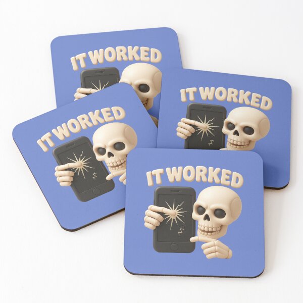 Item preview, It Worked Funny Skeleton Tech Meme Retro Halloween Design designed and sold by Raw Tigers.