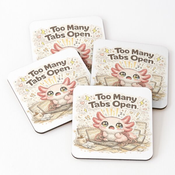 Item preview, Overstimulated Axolotl – Too Many Tabs Open | Kawaii Chaos Axolotl designed and sold by Clothes With Smiling Animals Walt Gral.