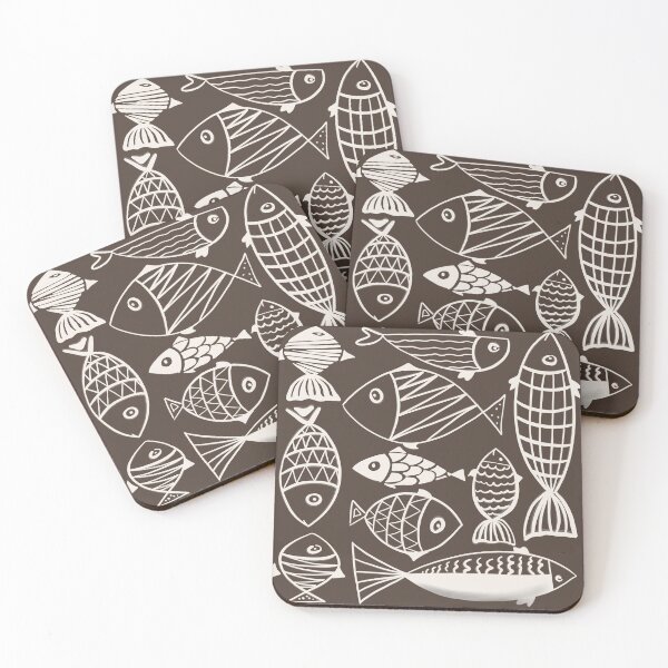 Item preview, Boho Fish Illustration Pattern – Minimal Scandinavian Sea Life Art designed and sold by Barelythere2324.
