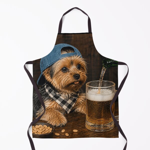 Item preview, Funny Yorkie Dog Wearing Blue Cap Drinking Beer In A Bar designed and sold by LizzyKeiko.