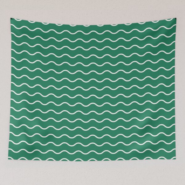 Item preview, Green And White Waves Pattern designed and sold by pattern-archive.