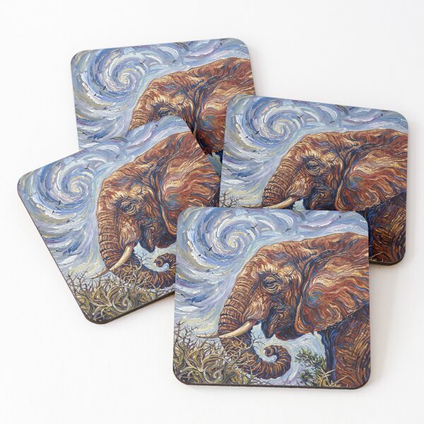 Item preview, Impressionist African Elephant with Swirling Sky Painting designed and sold by WojcikDesigners.