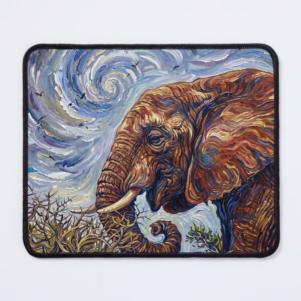 Item preview, Impressionist African Elephant with Swirling Sky Painting designed and sold by WojcikDesigners.
