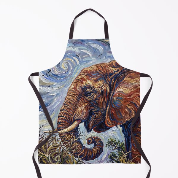 Item preview, Impressionist African Elephant with Swirling Sky Painting designed and sold by WojcikDesigners.