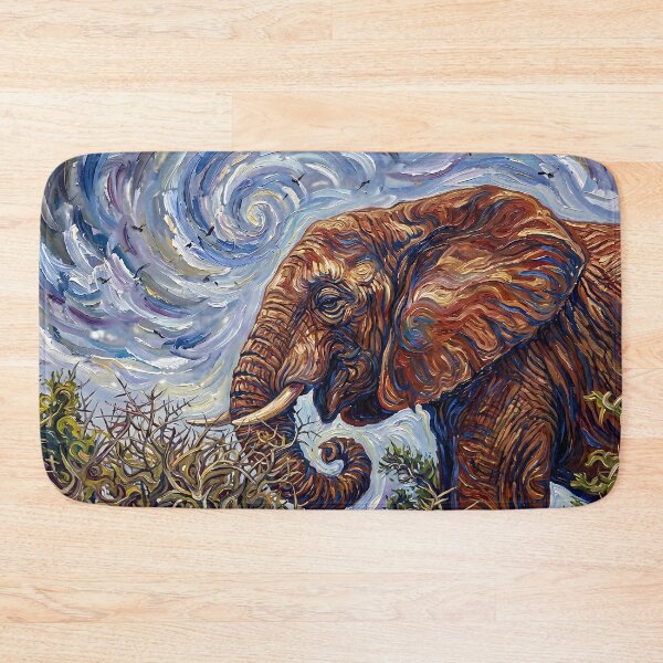 Item preview, Impressionist African Elephant with Swirling Sky Painting designed and sold by WojcikDesigners.