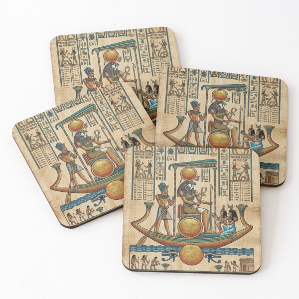 Item preview, Ancient Egyptian Sun Boat Art | Ra God Hieroglyphic Design | Sacred Egypt Mythology Aesthetic designed and sold by Queen Cleopatra.