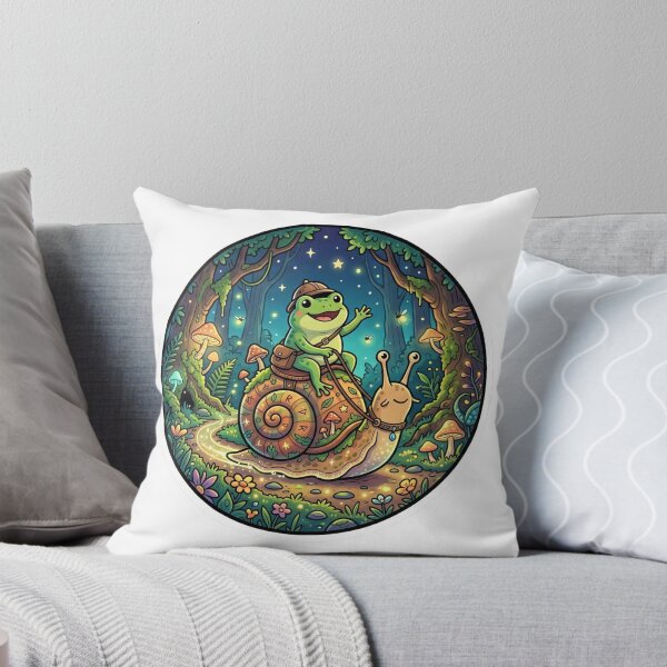 Item preview, Fantasy Frog Riding a Snail – Whimsical Forest Adventure Cartoon Art designed and sold by ArtsyExplorer.