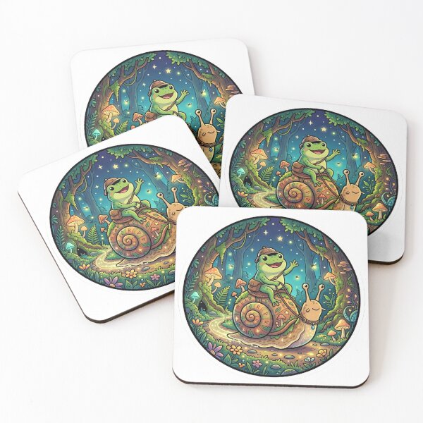 Item preview, Fantasy Frog Riding a Snail – Whimsical Forest Adventure Cartoon Art designed and sold by ArtsyExplorer.