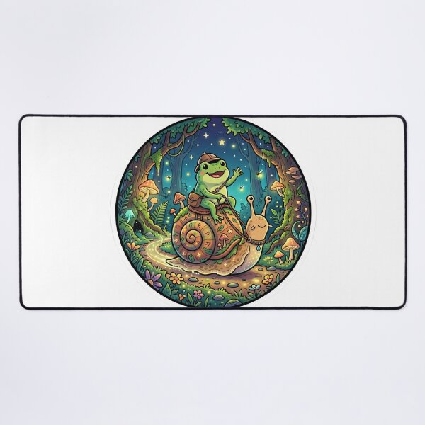 Item preview, Fantasy Frog Riding a Snail – Whimsical Forest Adventure Cartoon Art designed and sold by ArtsyExplorer.
