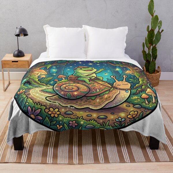 Item preview, Fantasy Frog Riding a Snail – Whimsical Forest Adventure Cartoon Art designed and sold by ArtsyExplorer.