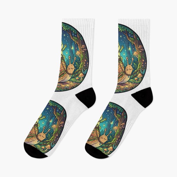 Item preview, Fantasy Frog Riding a Snail – Whimsical Forest Adventure Cartoon Art designed and sold by ArtsyExplorer.