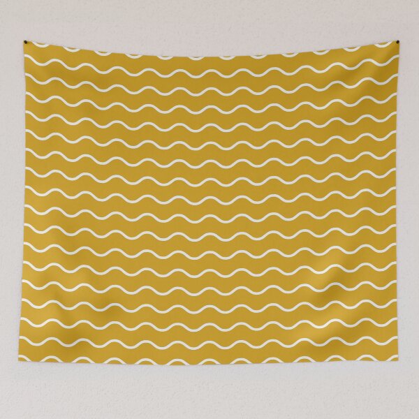 Item preview, Mustard And White Waves Pattern designed and sold by pattern-archive.