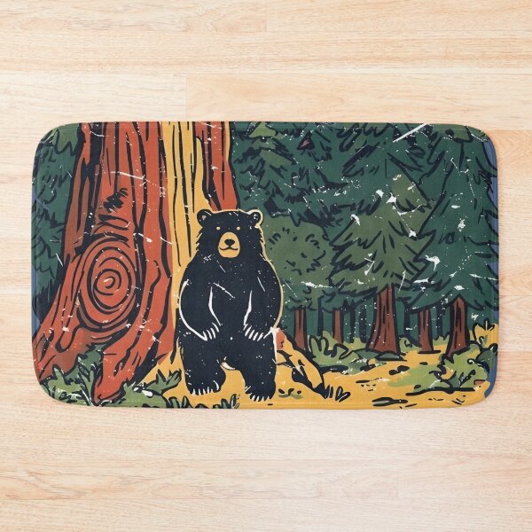 Item preview, Sequoia Park Colorful Retro Tree Landscape Cute Bear  designed and sold by HowToCanadian.