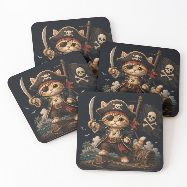Item preview, Pirate Kitten Shirt | Cute Cat Pirate Graphic Tee designed and sold by SleepyLlamaClothes.