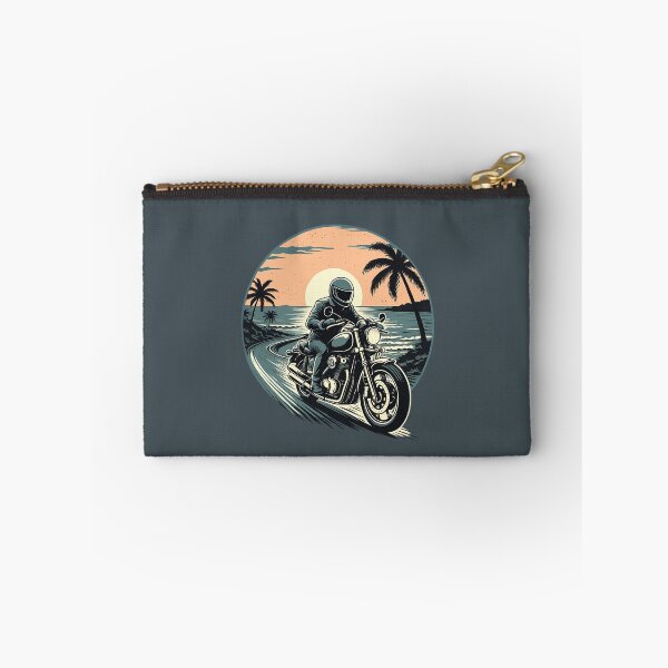 Item preview, Coastal Sunset Rider – Retro Motorcycle Emblem designed and sold by SilentPowerArt.