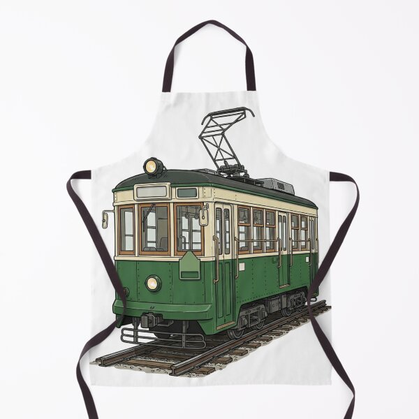 Item preview, Vintage Japanese Streetcar Illustration | Retro Green Tram Train Art designed and sold by vekotpu.