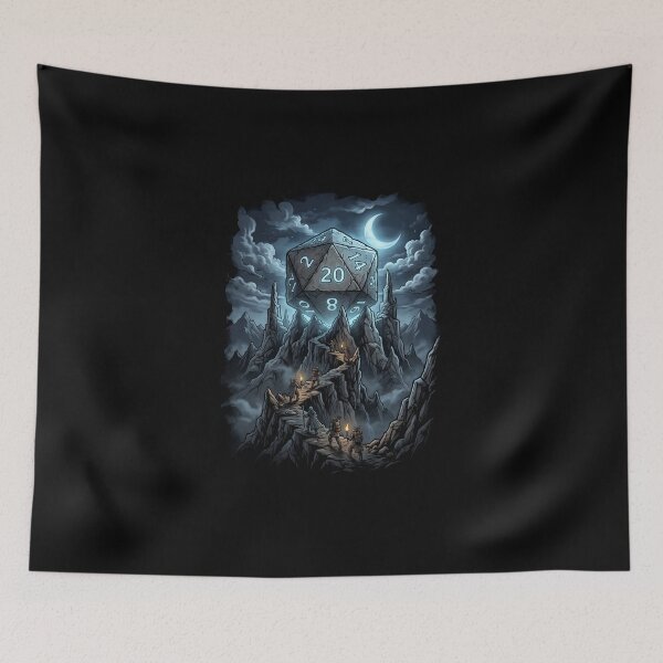 Item preview, Giant D20 Mountain Quest Fantasy RPG Art designed and sold by Fenay Designs.