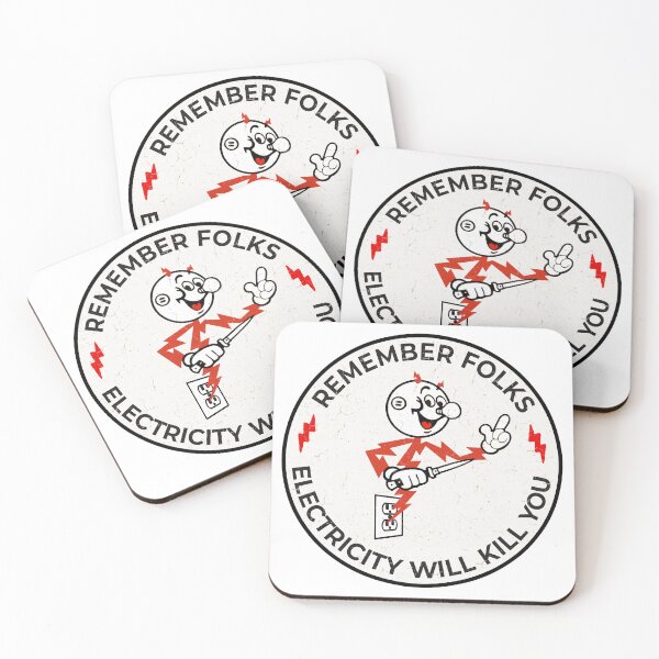 Item preview, Reddy Kilowatt vintage sparky, funny electrician, remember kids electricity will kill you, electric hazard warning, lineman hard hat  designed and sold by CharmedVille.