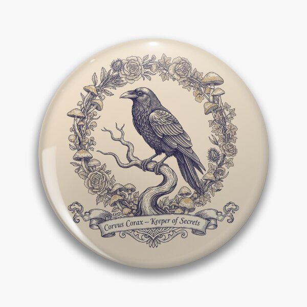 Item preview, Corvus Corax Keeper of Secrets Dark Cottagecore Raven designed and sold by PixelQ.