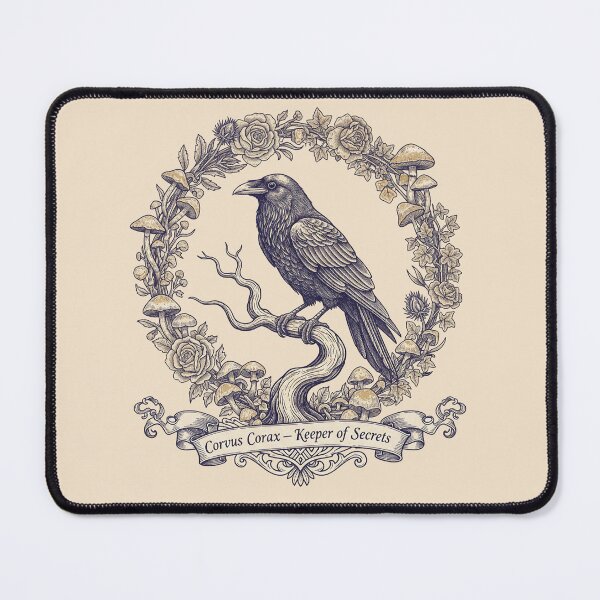 Item preview, Corvus Corax Keeper of Secrets Dark Cottagecore Raven designed and sold by PixelQ.