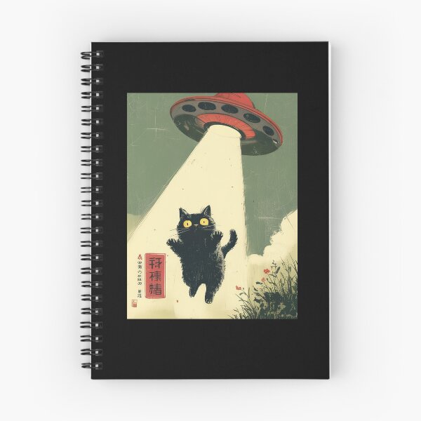 Item preview, Cat Selfie With Alien UFO Funny Japanese Cat Retro designed and sold by nosu-art-pod.