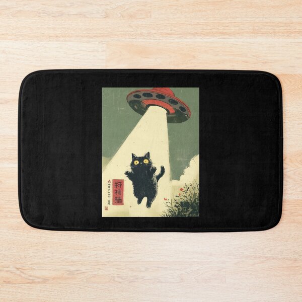 Item preview, Cat Selfie With Alien UFO Funny Japanese Cat Retro designed and sold by nosu-art-pod.
