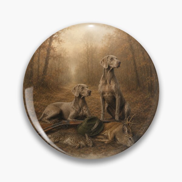 Item preview, Weimaraner – Silver Ghost Hunter | Vintage Hunting Dog Art designed and sold by TammyHunterArt.