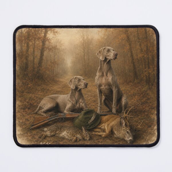 Item preview, Weimaraner – Silver Ghost Hunter | Vintage Hunting Dog Art designed and sold by TammyHunterArt.