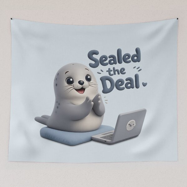 Item preview, Sealed The Deal Cute Seal Pun | Kawaii Laptop Work Vibes designed and sold by Moons Studio.