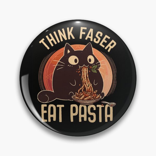 Aperçu de l'œuvre Réfléchissez plus vite, mangez des pâtes ! Chat noir drôle, amateur de spaghettis vintage créée et vendue par haitrieuic96.