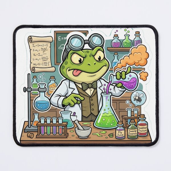 Item preview, Funny Frog Scientist Mixing Potions – Cute Cartoon Lab Adventure Art designed and sold by ArtsyExplorer.