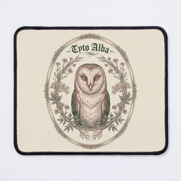 Item preview, Dark Cottagecore Barn Owl Botanical Print Tyto Alba designed and sold by PixelQ.
