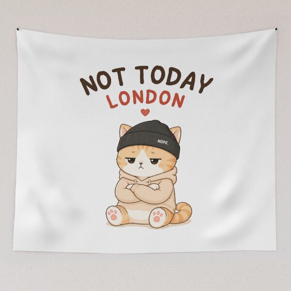 Item preview, Not Today London Cat | Cute Kawaii Aesthetic | Funny Introvert Mood Design designed and sold by The Mood Index.