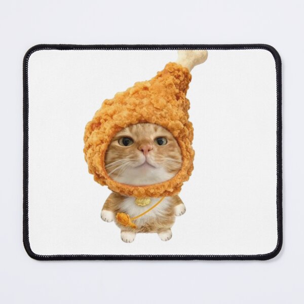 Item preview, funny fried chicken wearing cat meme designed and sold by mikrocosmox.