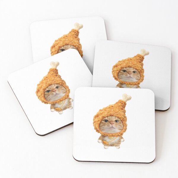 Item preview, funny fried chicken wearing cat meme designed and sold by mikrocosmox.