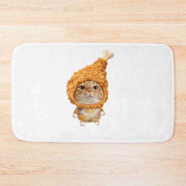 Item preview, funny fried chicken wearing cat meme designed and sold by mikrocosmox.